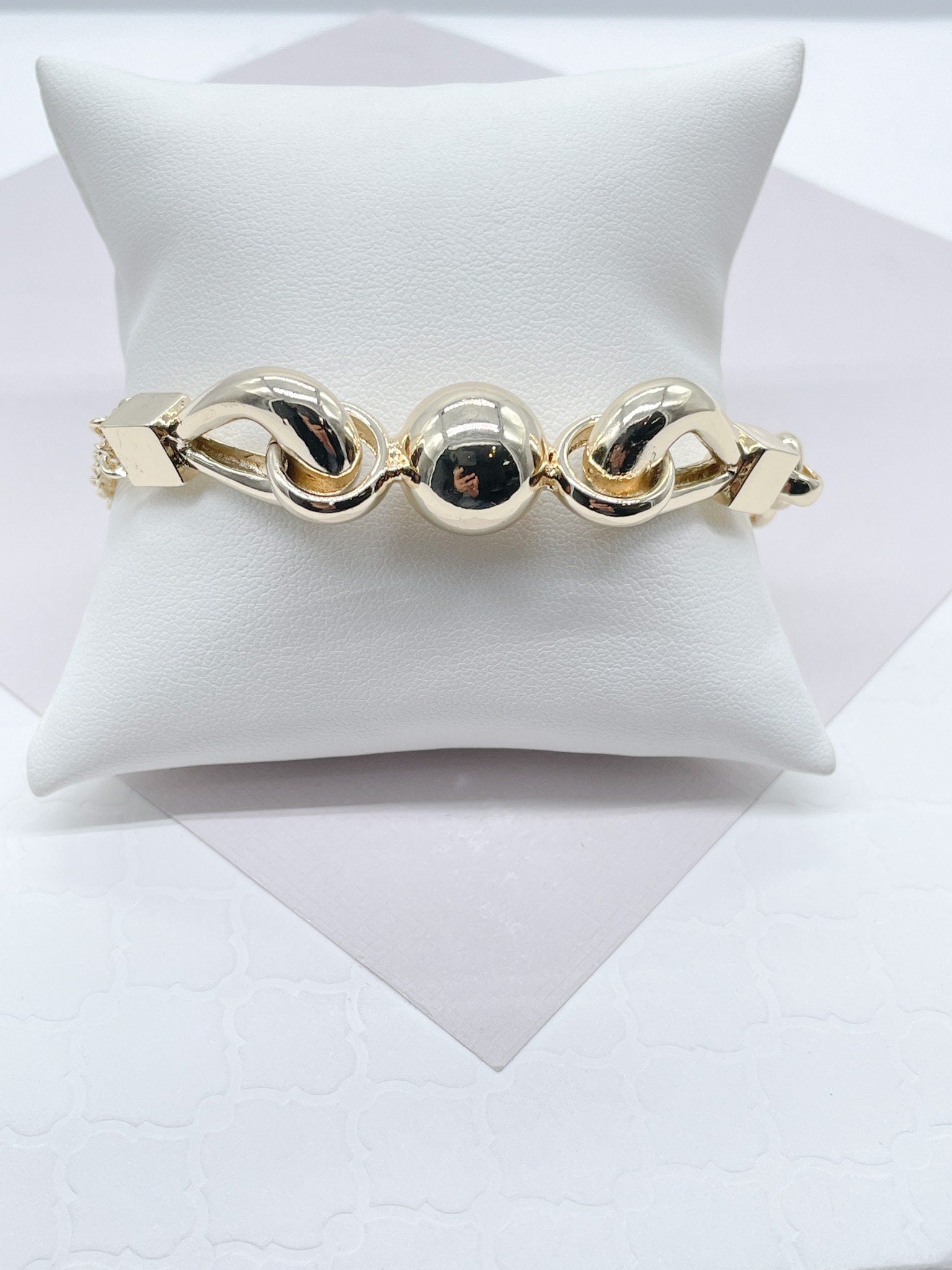 18k Gold Filled Ball Bracelet: Rolo & Link Chain Sphere