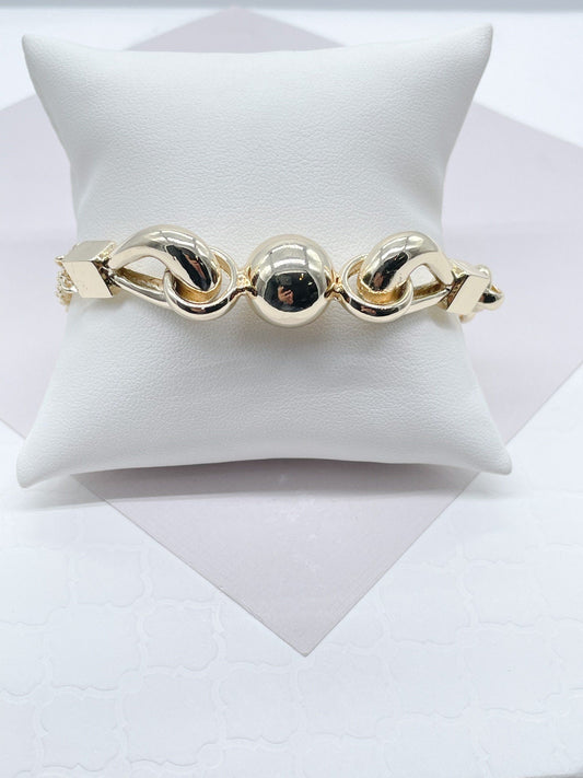 18k Gold Filled Ball Bracelet: Rolo & Link Chain Sphere
