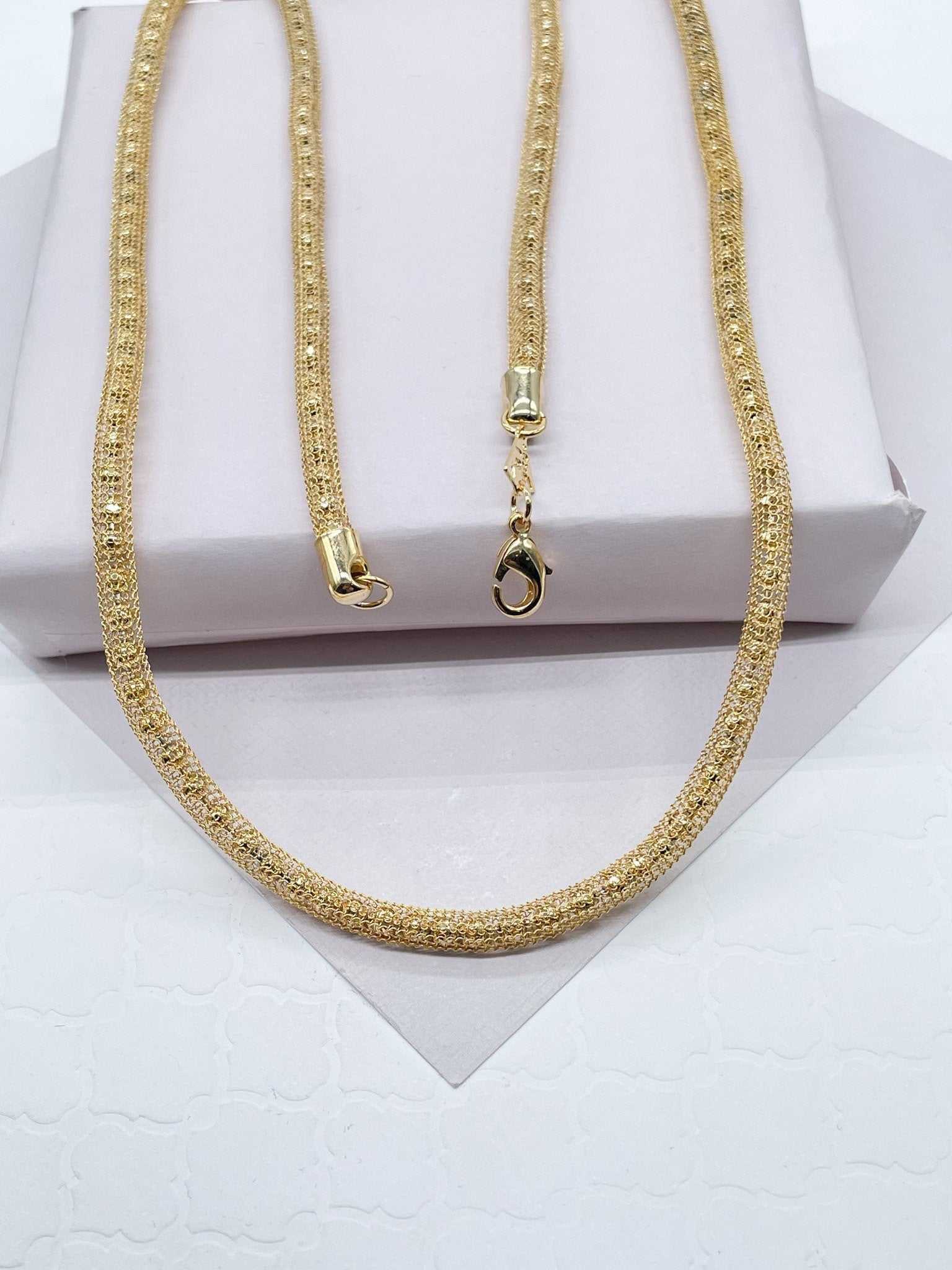 4mm 18k Gold Filled Mesh Shiny Tube Necklace Making