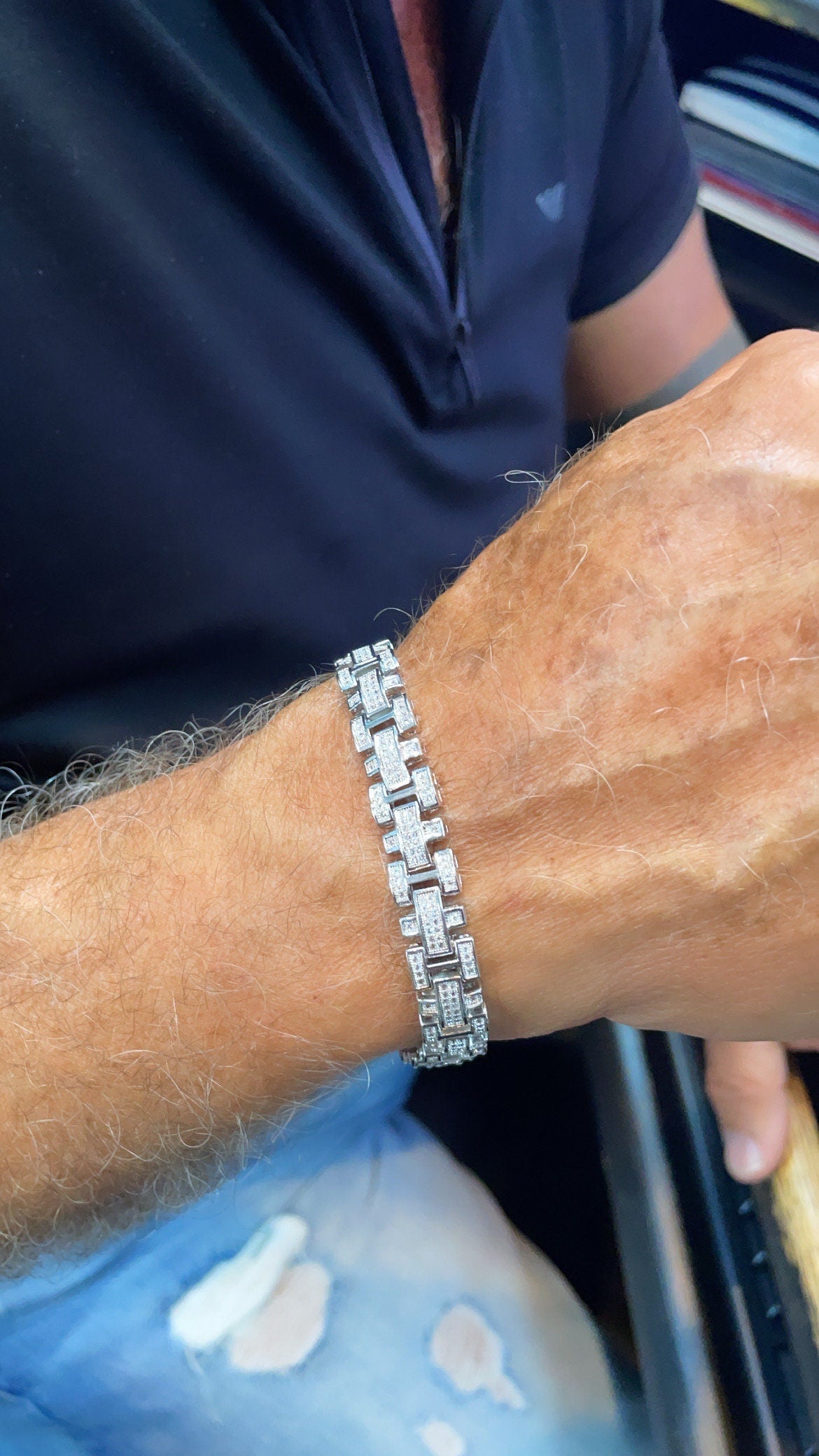 Iced 18k Gold Filled Link Bracelet: Micro Pave Cubic Zirconia