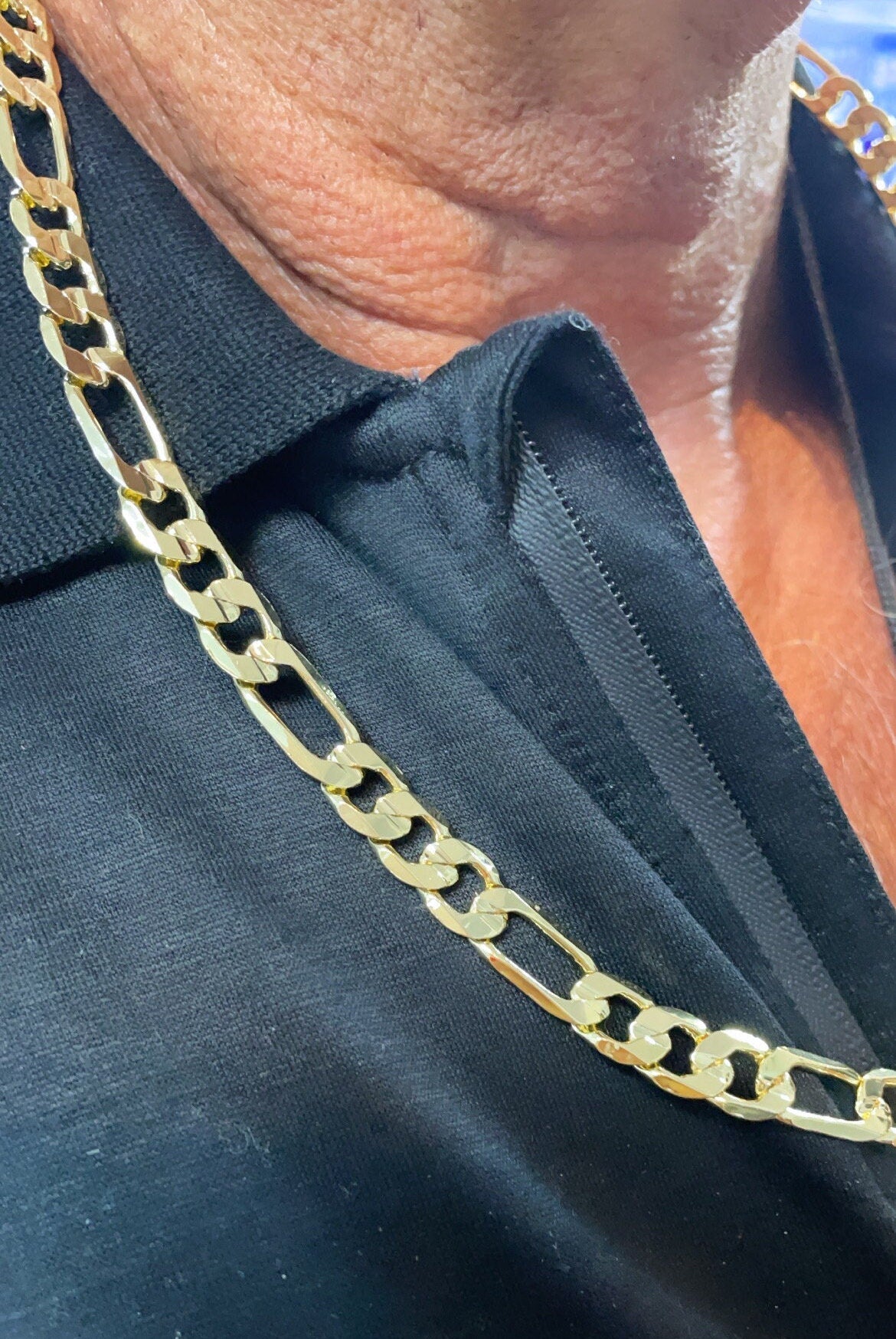 18k Gold Filled Flat Figaro 3X1 Set for Men, Sold Separately, Wholesale