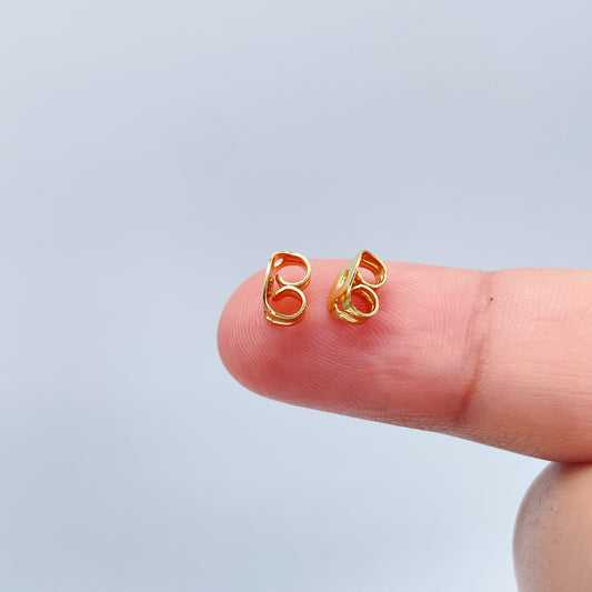 Package Of 5 Pairs - 18k Gold Filled Butterfly Push Back Earrings Clutch Back Closure, Backings Jewelry Making Supplies