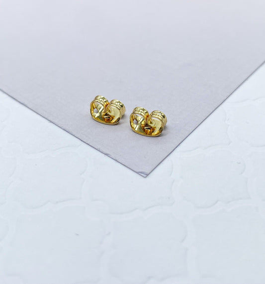 Package Of 5 Pairs - 18k Gold Filled Butterfly Push Back Earrings Clutch Back Closure, Backings  Jewelry Making  Supplies