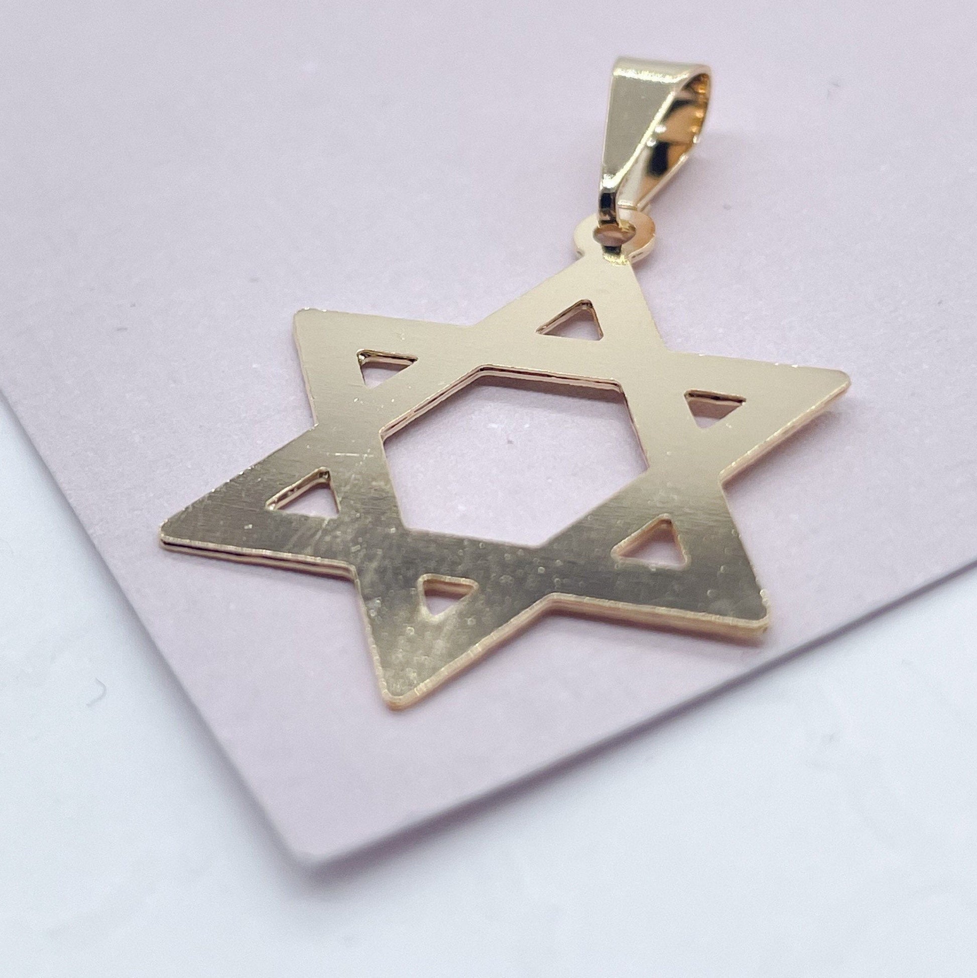 18k Gold Filled Plain Star of David Pendant Jewish Star Charm Israel Nation