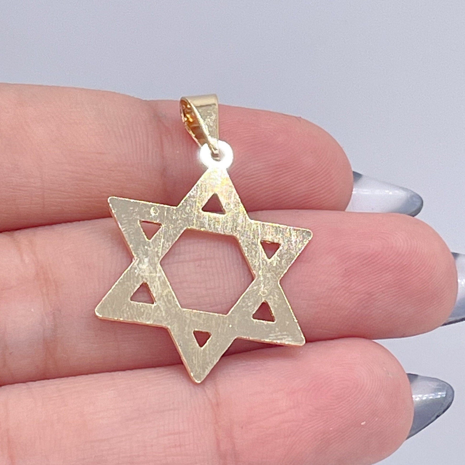 18k Gold Filled Plain Star of David Pendant Jewish Star Charm Israel Nation