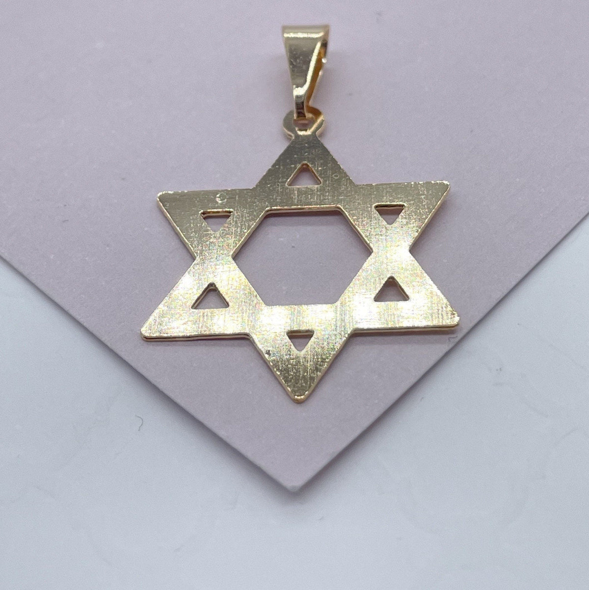 Israeli Star Chain 18k Gold Layered Plain Star of David Pendant Jewish Star Charm Israel ...