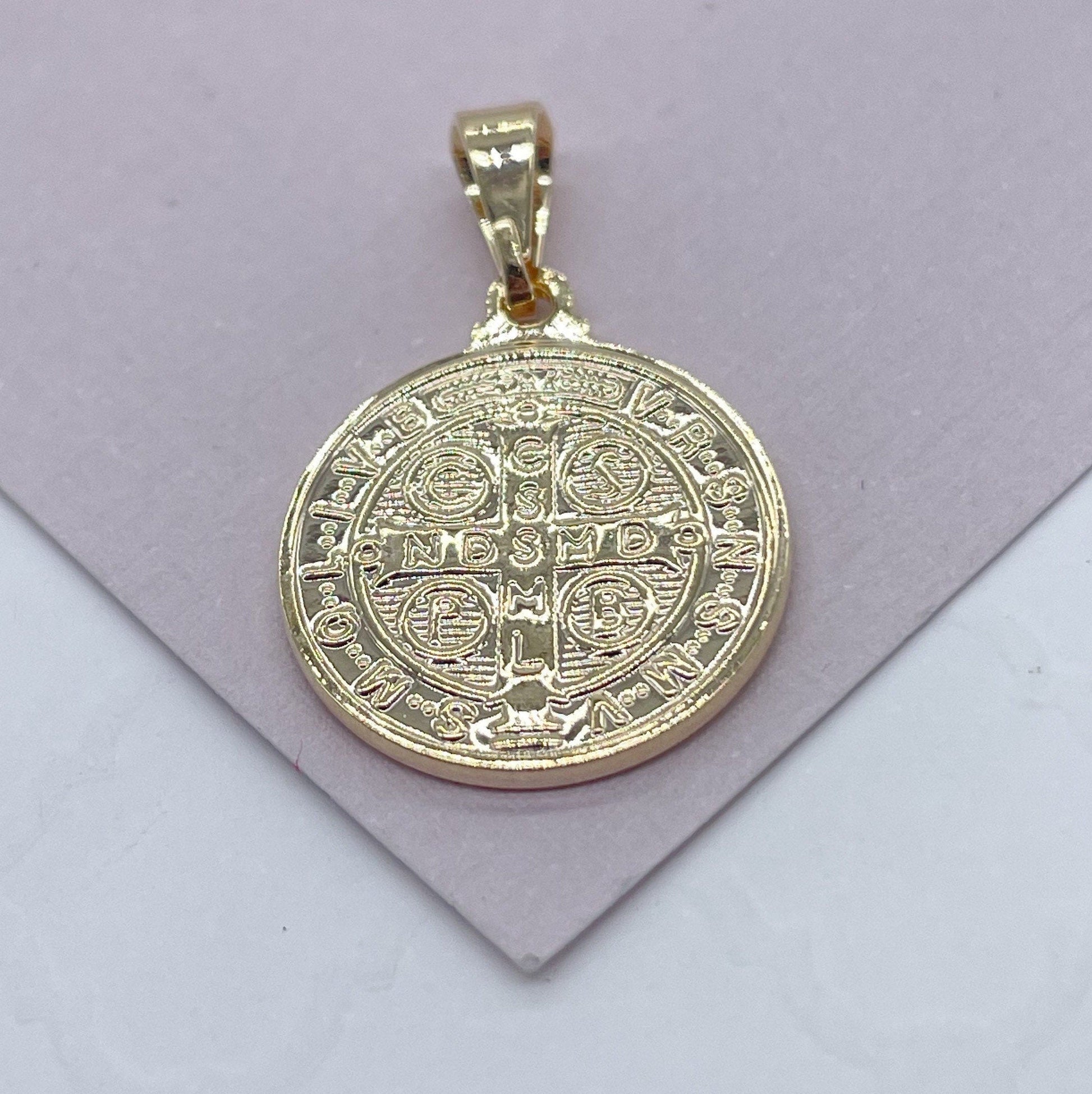 18k San Benito Mini Charm St Benedict Pendant Catholic Jewelry Making Supplies