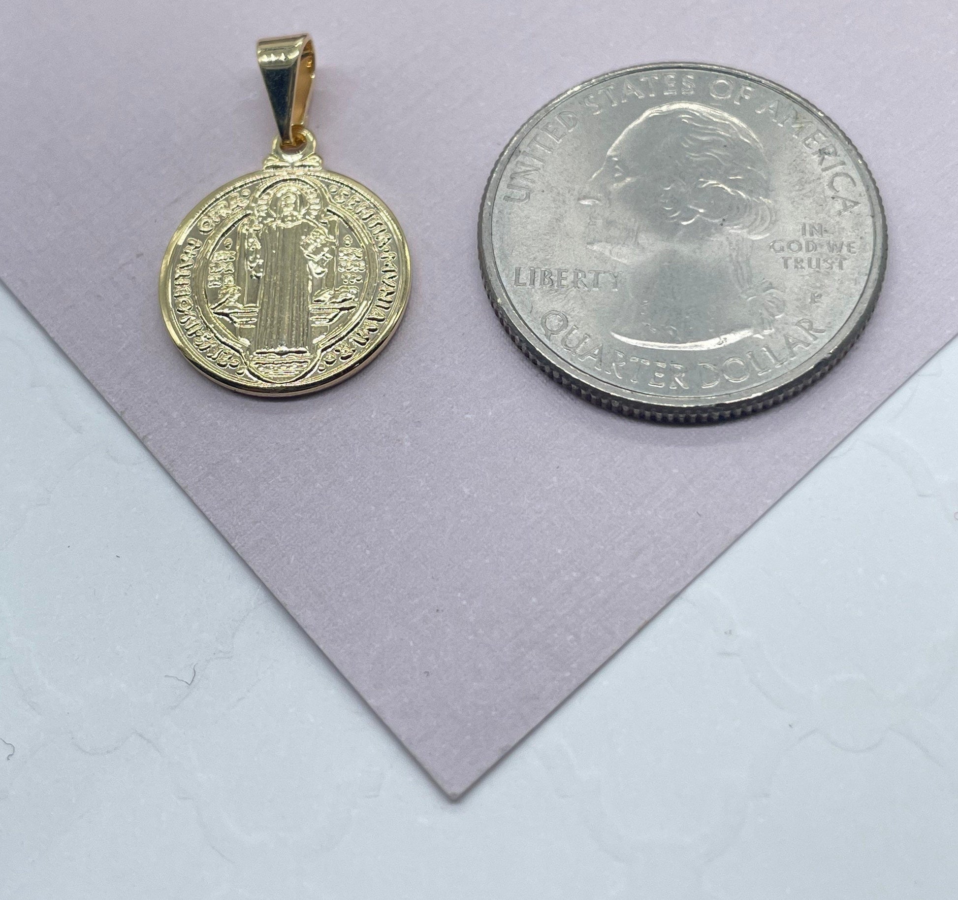 18k San Benito Mini Charm St Benedict Pendant Catholic Jewelry Making Supplies