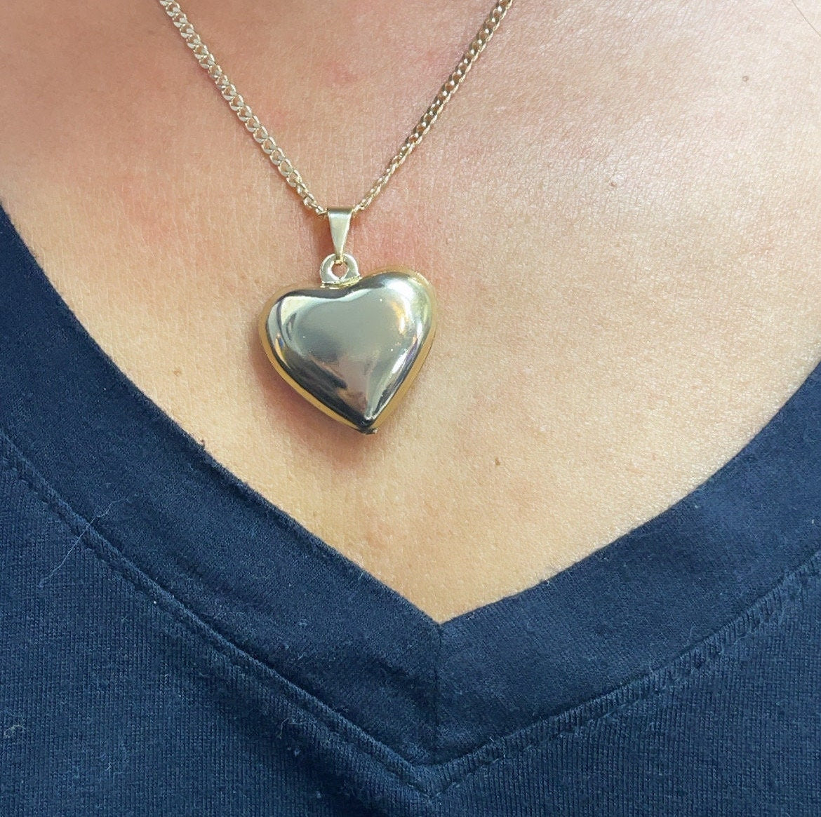 18k Gold Filled Classic Puffy Plain Heart Pendant, Gift Her Loved Ones Supplies