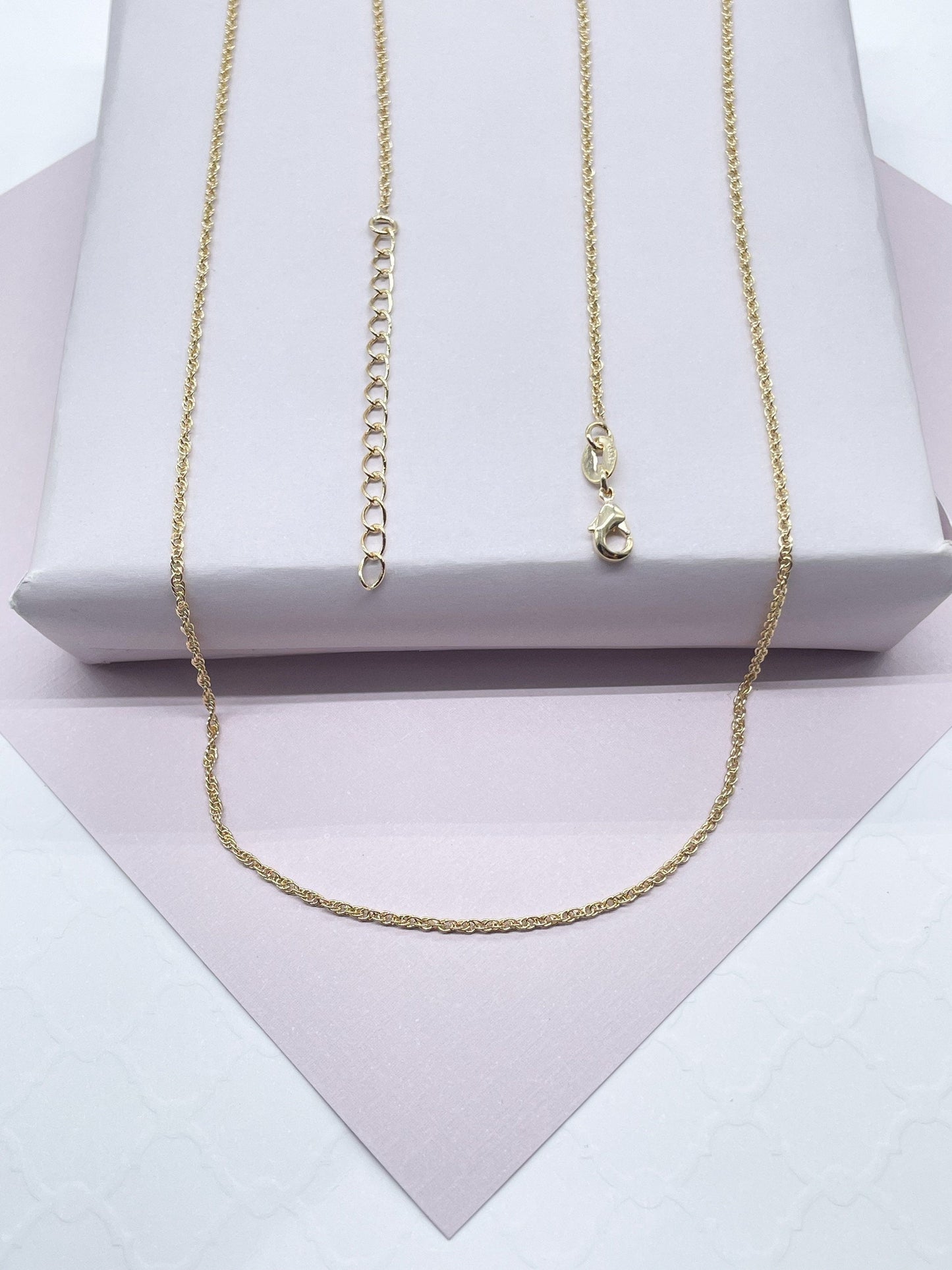 18k Gold Filled Wheat Chain Necklace: 1mm, Sizes 16-24”