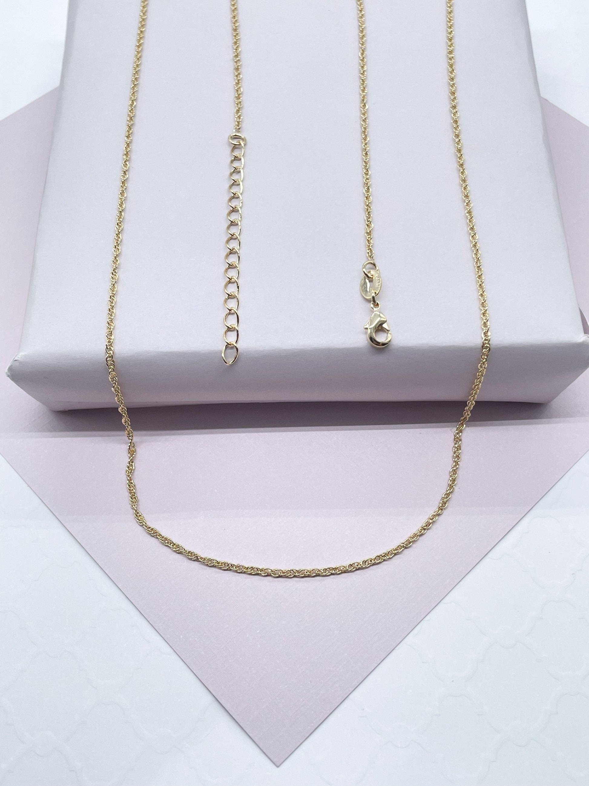 18k Gold Filled Wheat Chain Necklace: 1mm, Sizes 16-24”