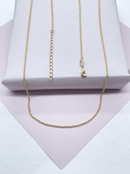 18k Gold Filled Wheat Chain Necklace: 1mm, Sizes 16-24”