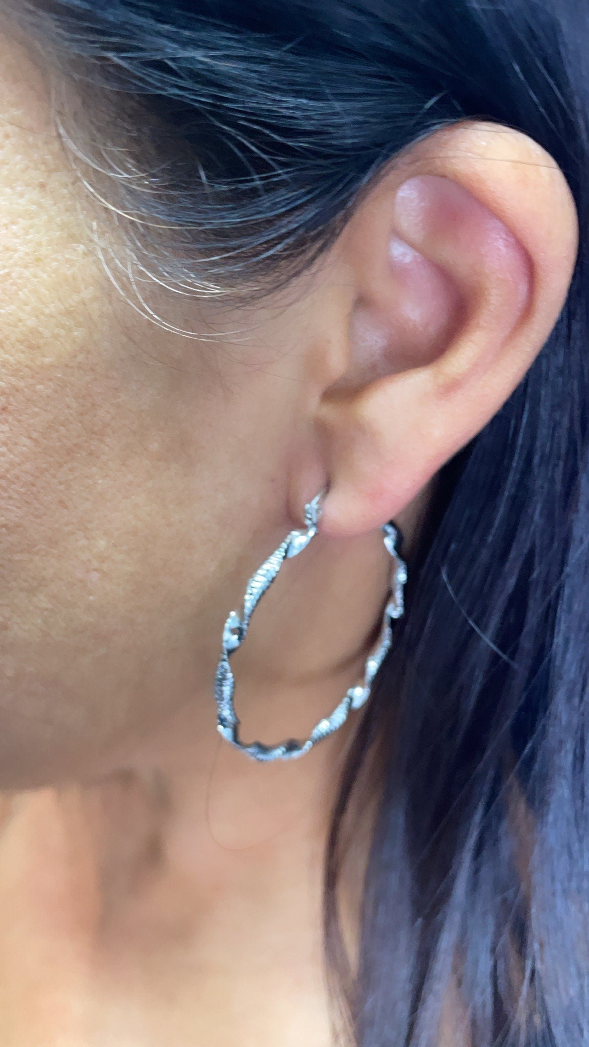 Silver Filled Textured & Twisted Hoop Earrings