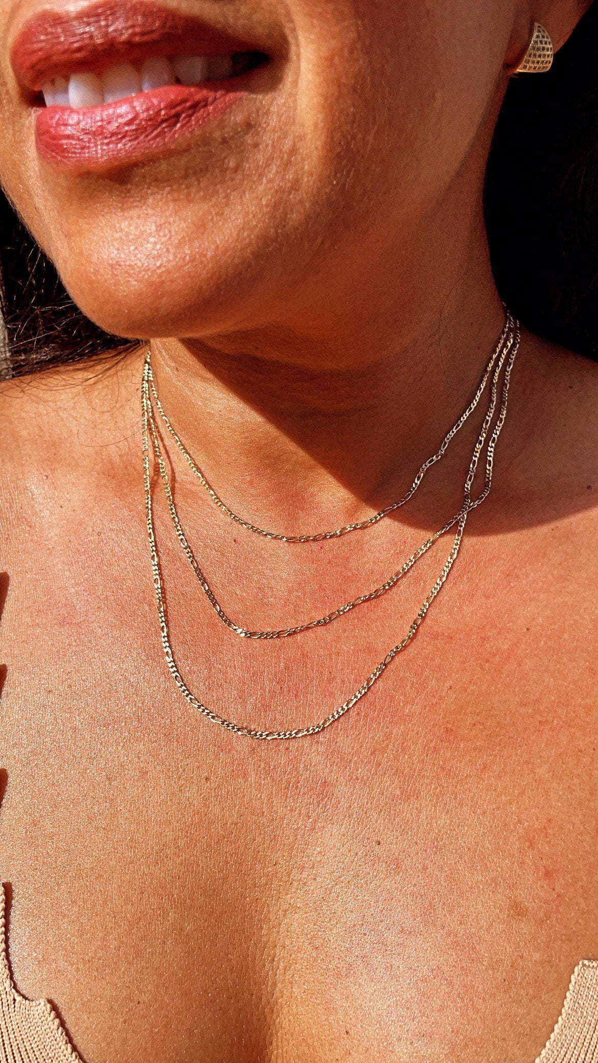 18k Gold Filled 2mm Figaro 3X1 Chain Necklace Supplies Designers