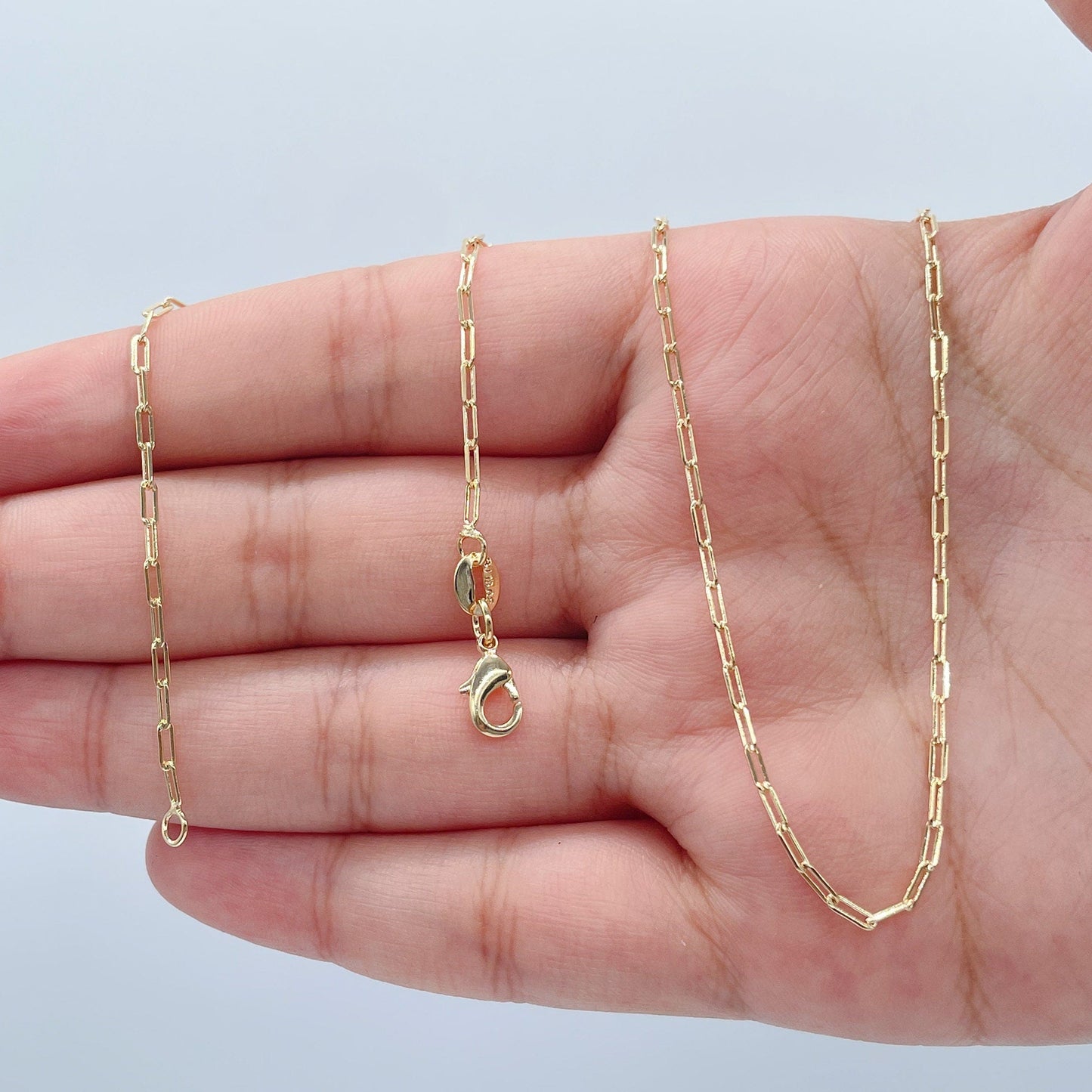 18k Gold Filled 2mm Dainty Paper Clip Chain Necklace Supplies Creative Styling Designers