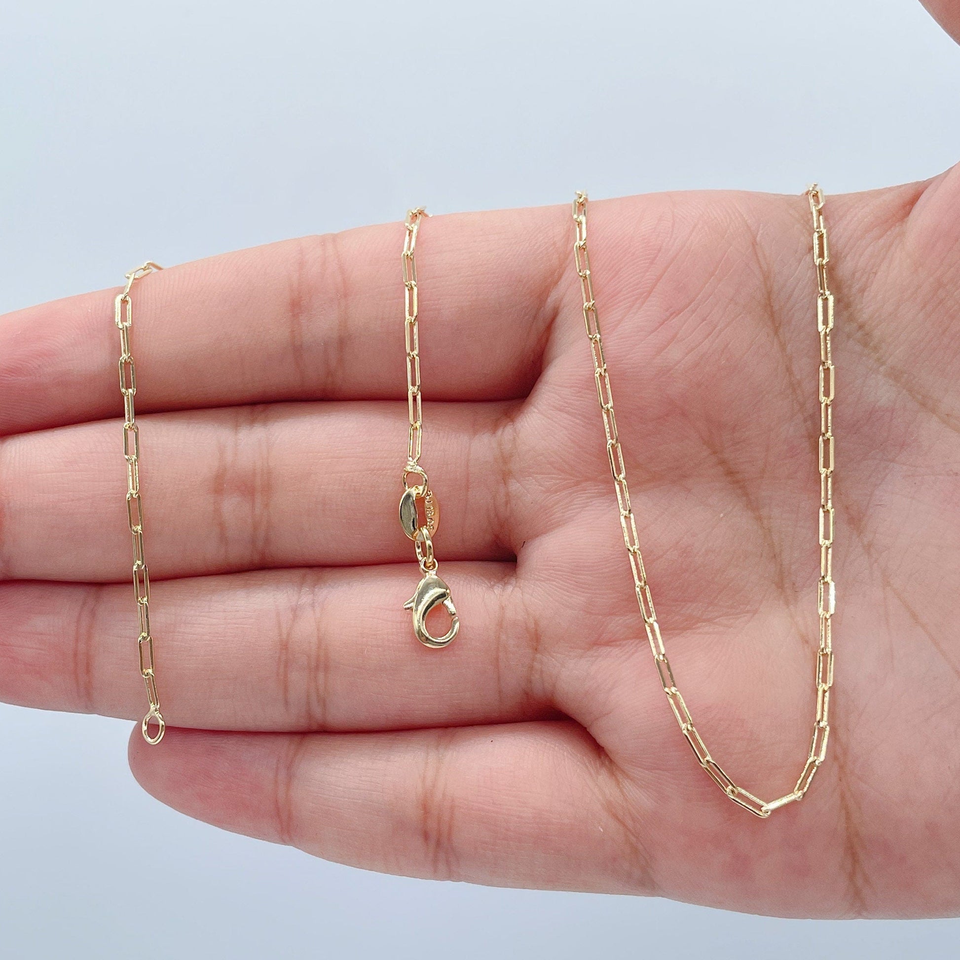 18k Gold Filled 2mm Dainty Paper Clip Chain Necklace Supplies Creative Styling Designers