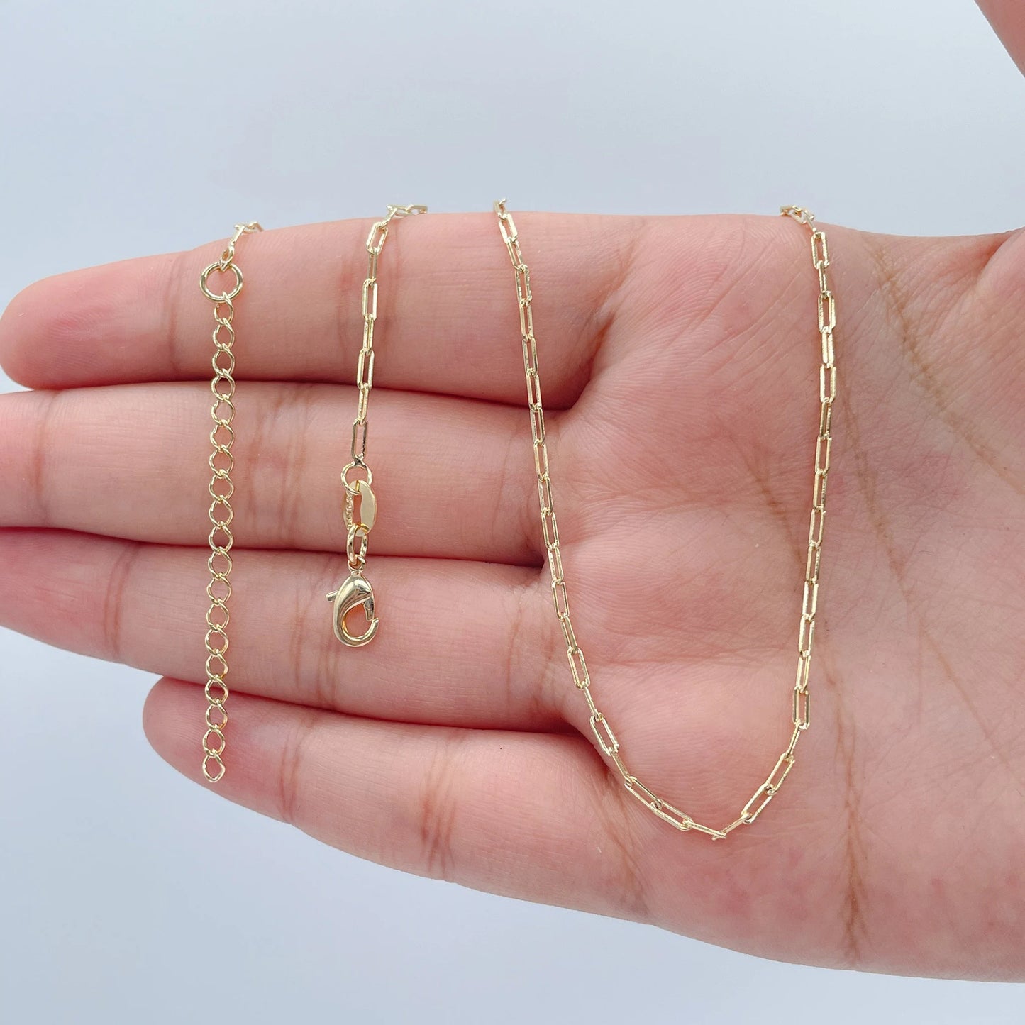 18k Gold Filled 2mm Dainty Paper Clip Chain Necklace   Supplies Creative Styling  Designers