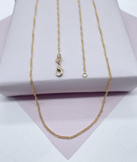 18k Gold Filled 1mm Dainty Singapore Chain Necklace Supplies Creative Styling and Design Layers