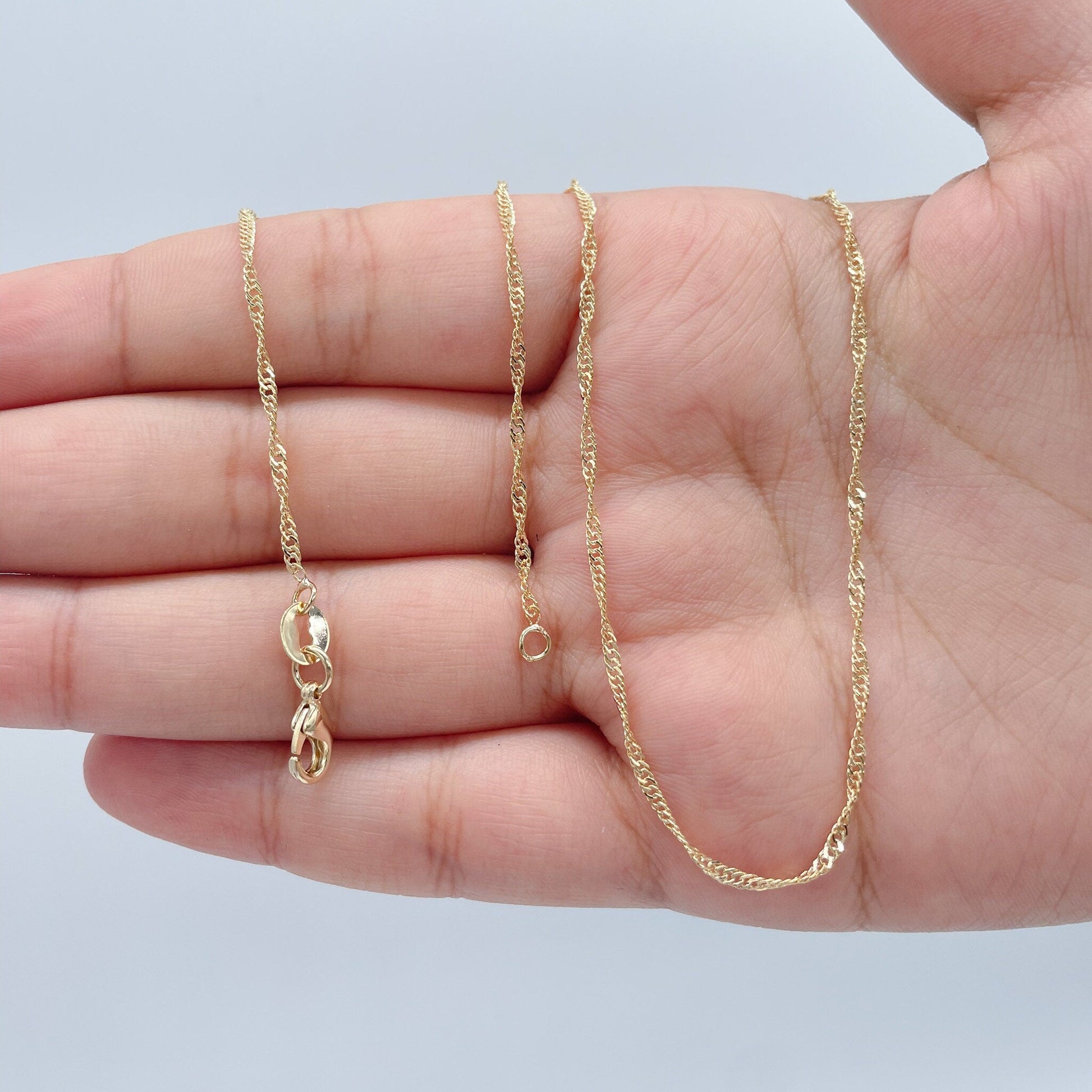 18k Gold Filled 1mm Dainty Singapore Chain Necklace Supplies Creative Styling and Design Layers