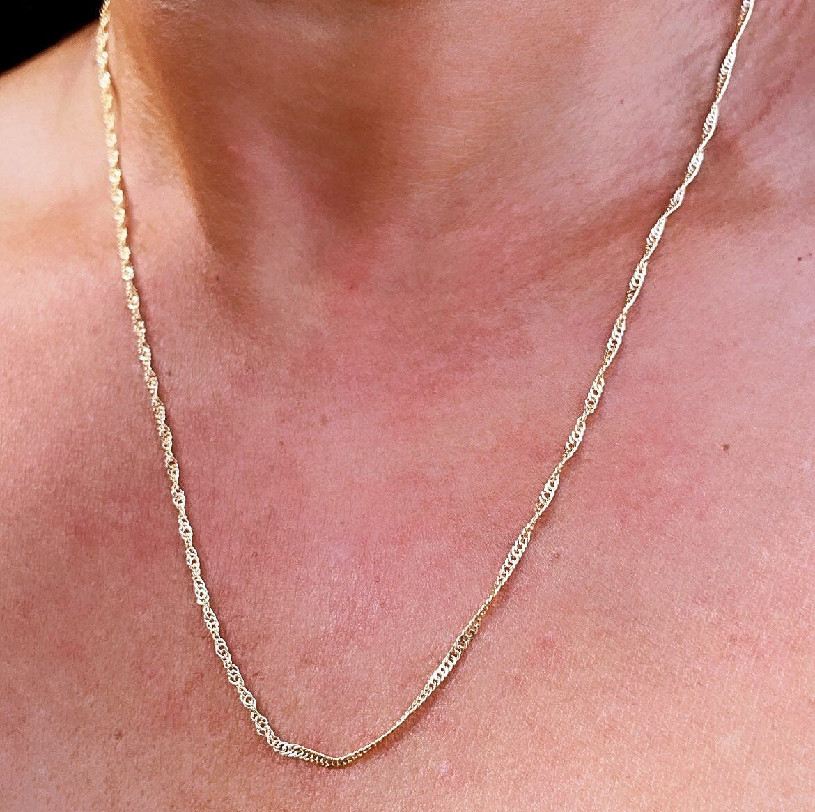 18k Gold Filled 1mm Dainty Singapore Chain Necklace Supplies Creative Styling and Design Layers
