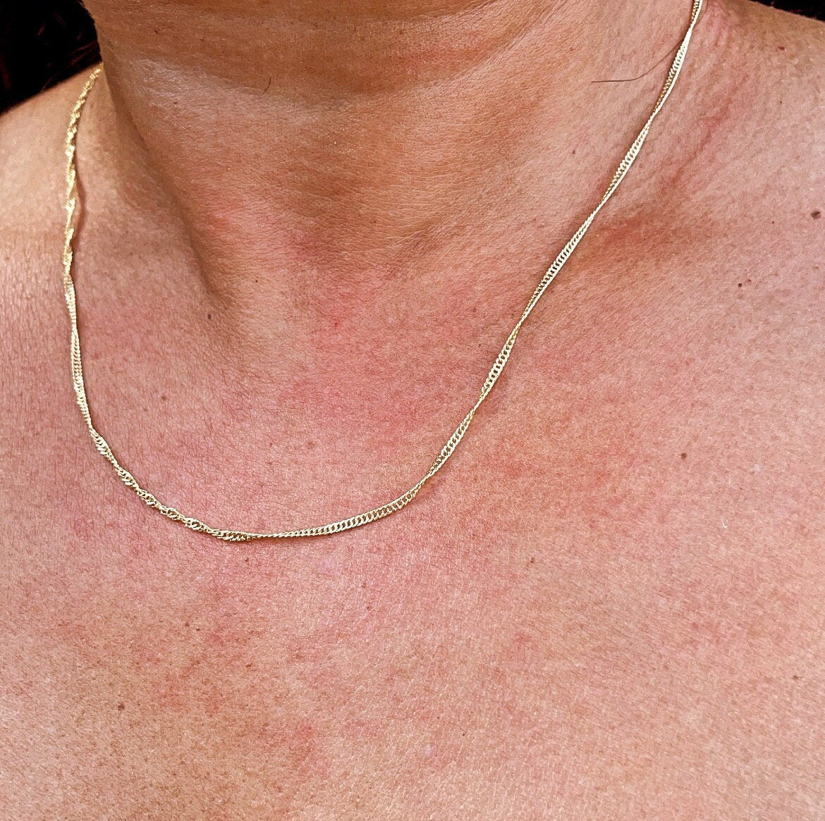 18k Gold Filled 1mm Dainty Singapore Chain Necklace Supplies Creative Styling and Design Layers