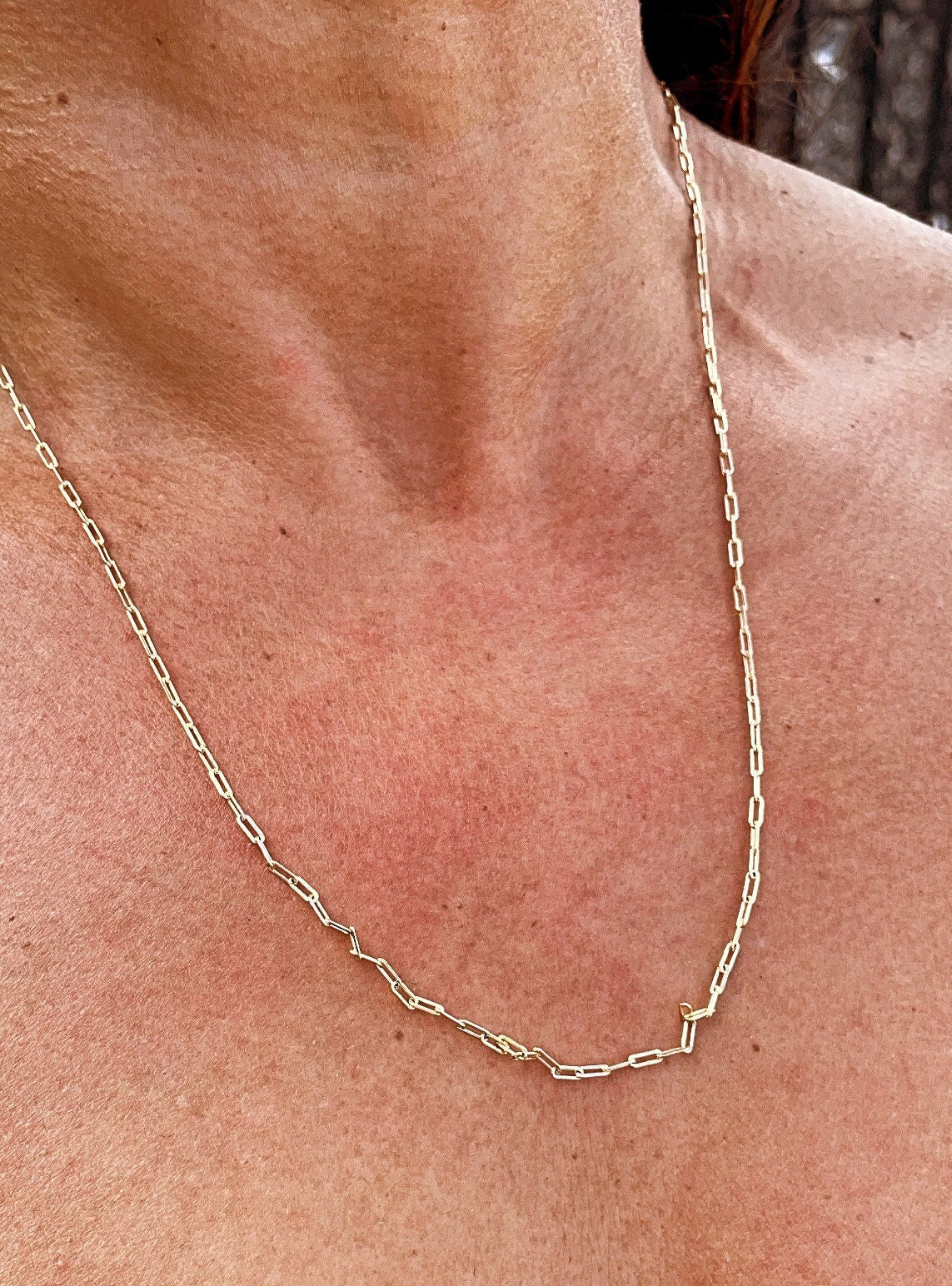 18k Gold Filled 2mm Dainty Paper Clip Chain Necklace Supplies Creative Styling Designers