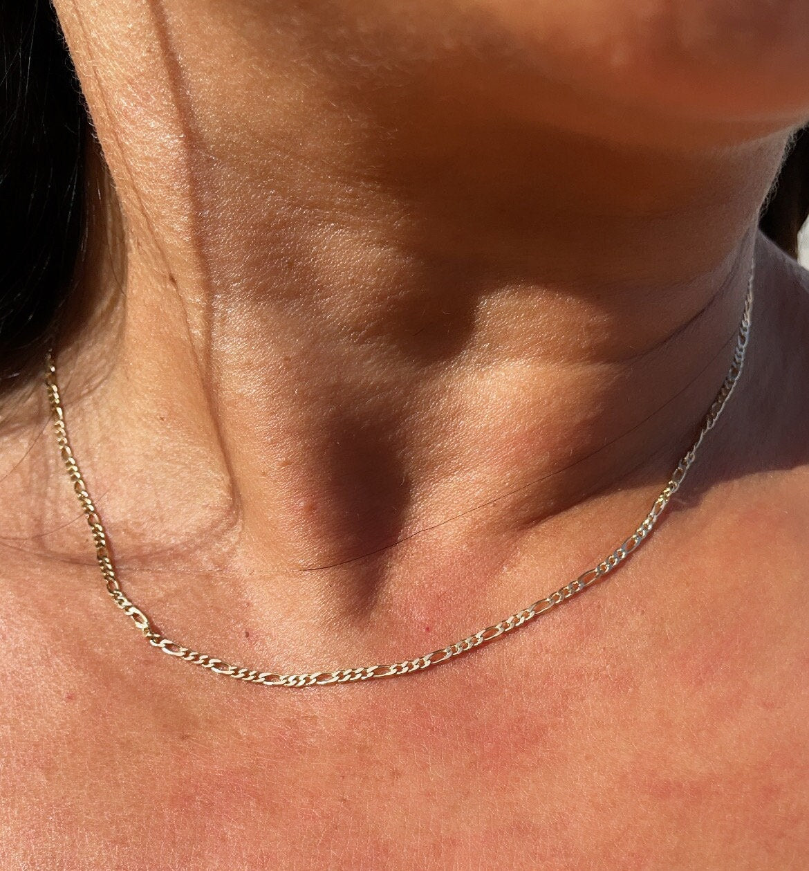 18k Gold Filled 2mm Figaro 3X1 Chain Necklace Supplies Designers