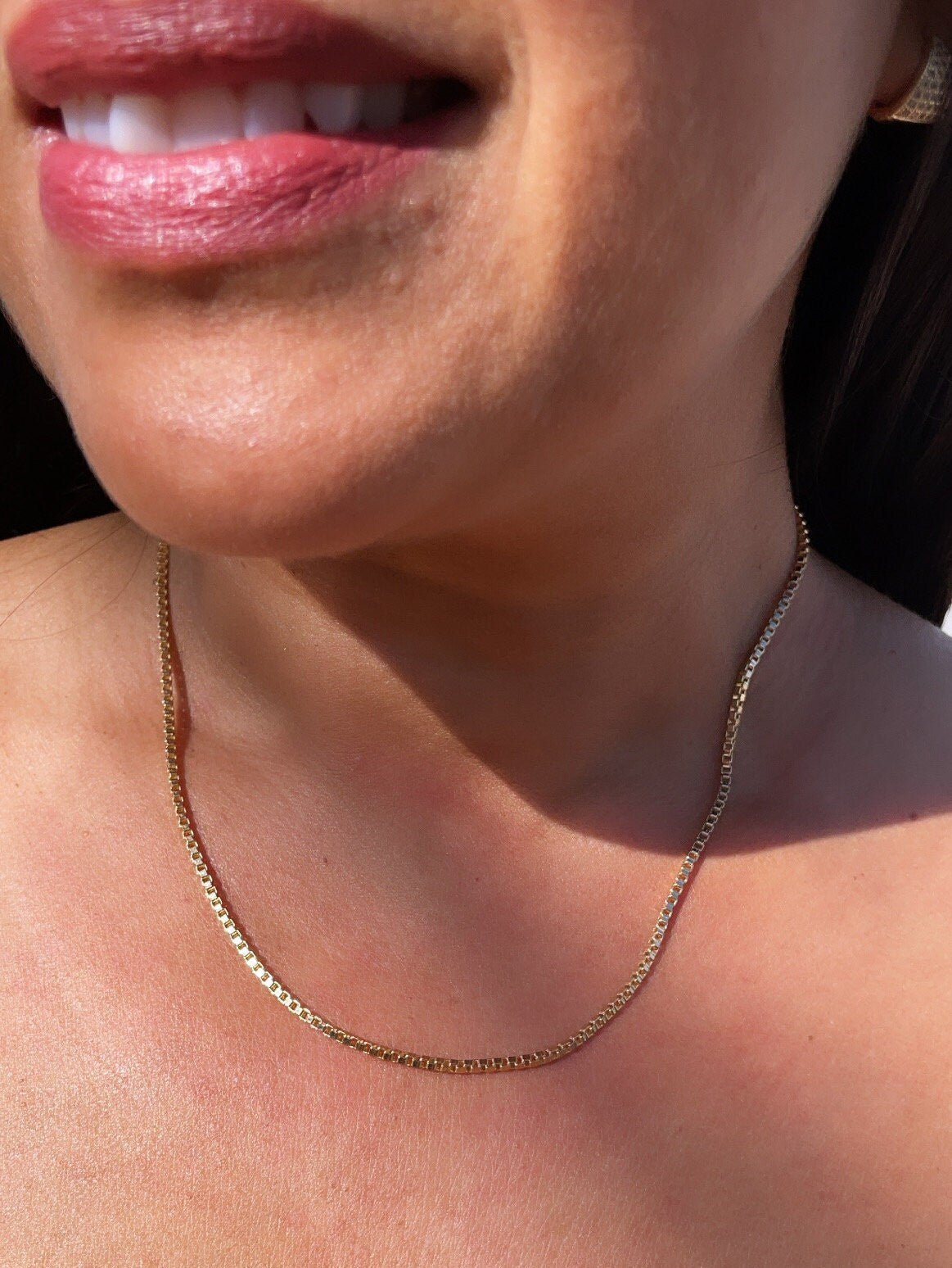 Dainty 18k Gold Filled 2mm Box Chain Necklace Supplies Designers