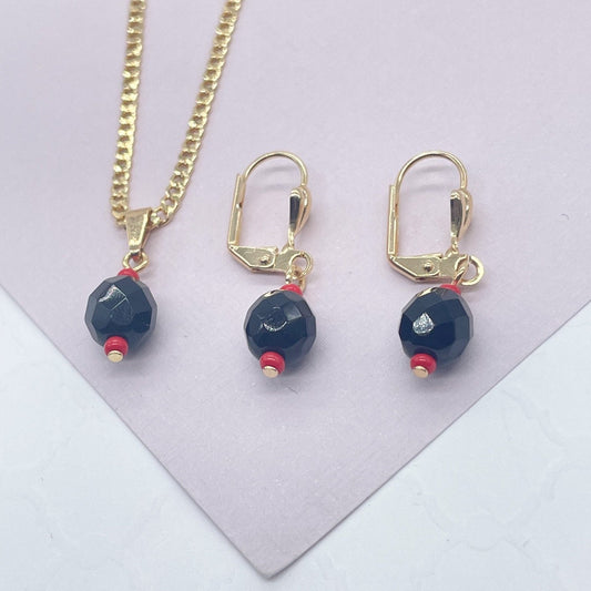 18k Gold Filled Simulated Azabache Sets In Two Sizes Protection Jewelry Making Supplies