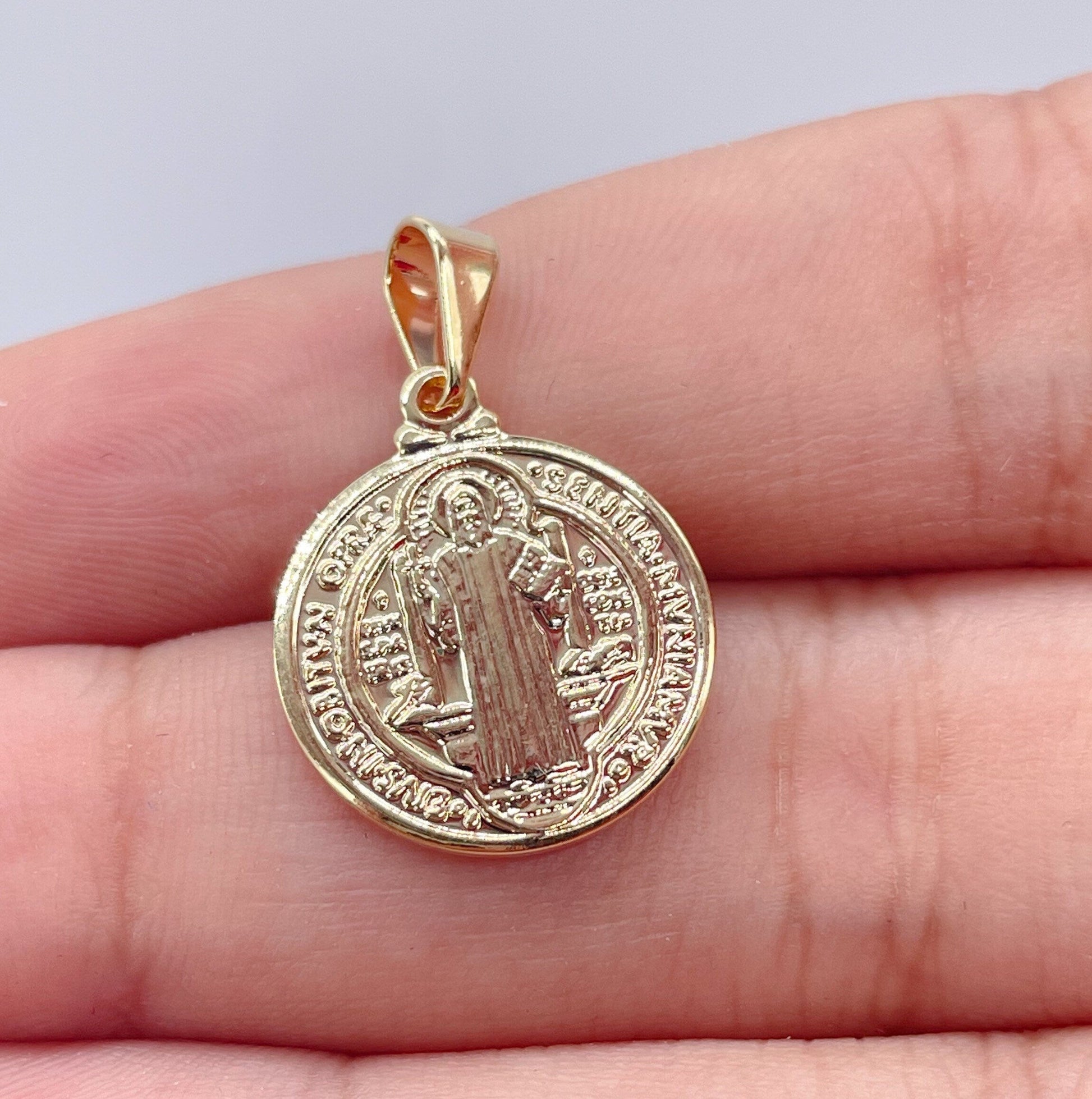 18k San Benito Mini Charm St Benedict Pendant Catholic Jewelry Making Supplies