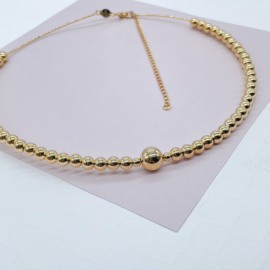 18k Gold Filled Hard Omega with Small and Medium Gold Beads