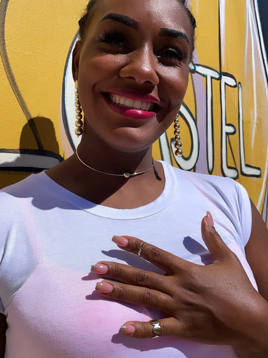 18k Gold Filled Hard Omega with Centered Small Gold Bead