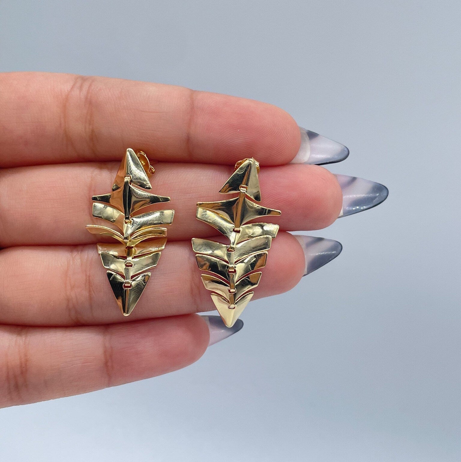 18k Gold Filled Shark-Bone Skeleton Set - Necklace and Earrings