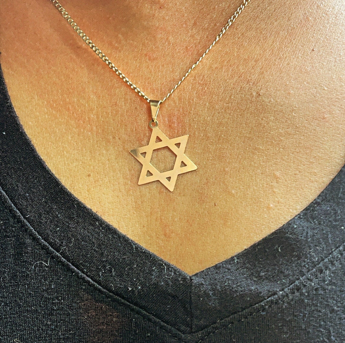 18k Gold Filled Plain Star of David Pendant Jewish Star Charm Israel Nation