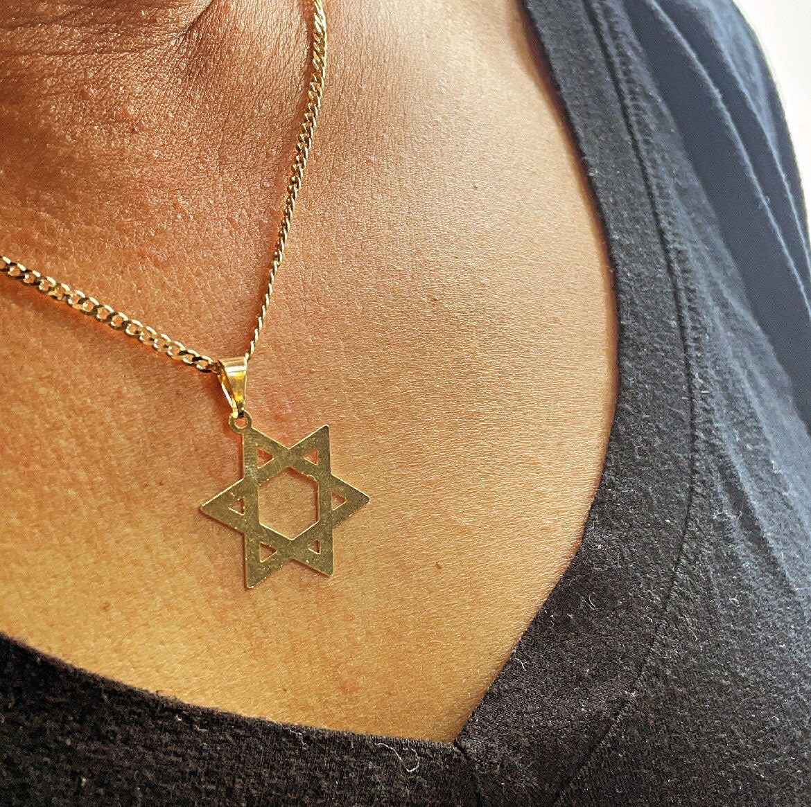 18k Gold Filled Plain Star of David Pendant Jewish Star Charm Israel Nation