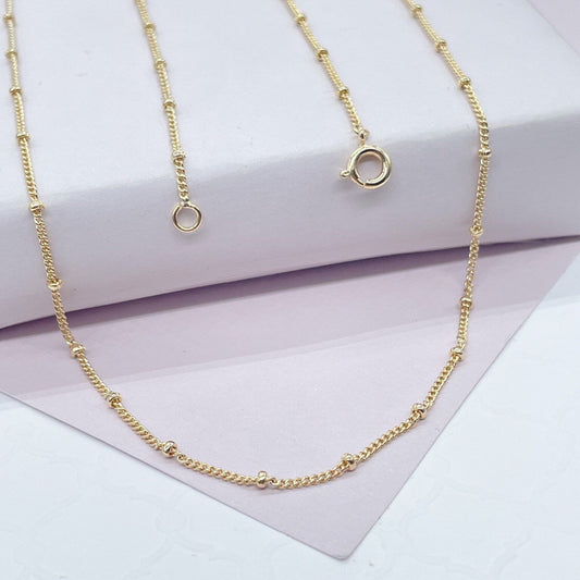 18k Gold Filled 1mm Satellite Chain Featuring Curb Link Style