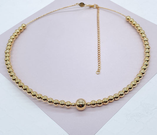 18k Gold Filled Hard Omega with Small and Medium Gold Beads
