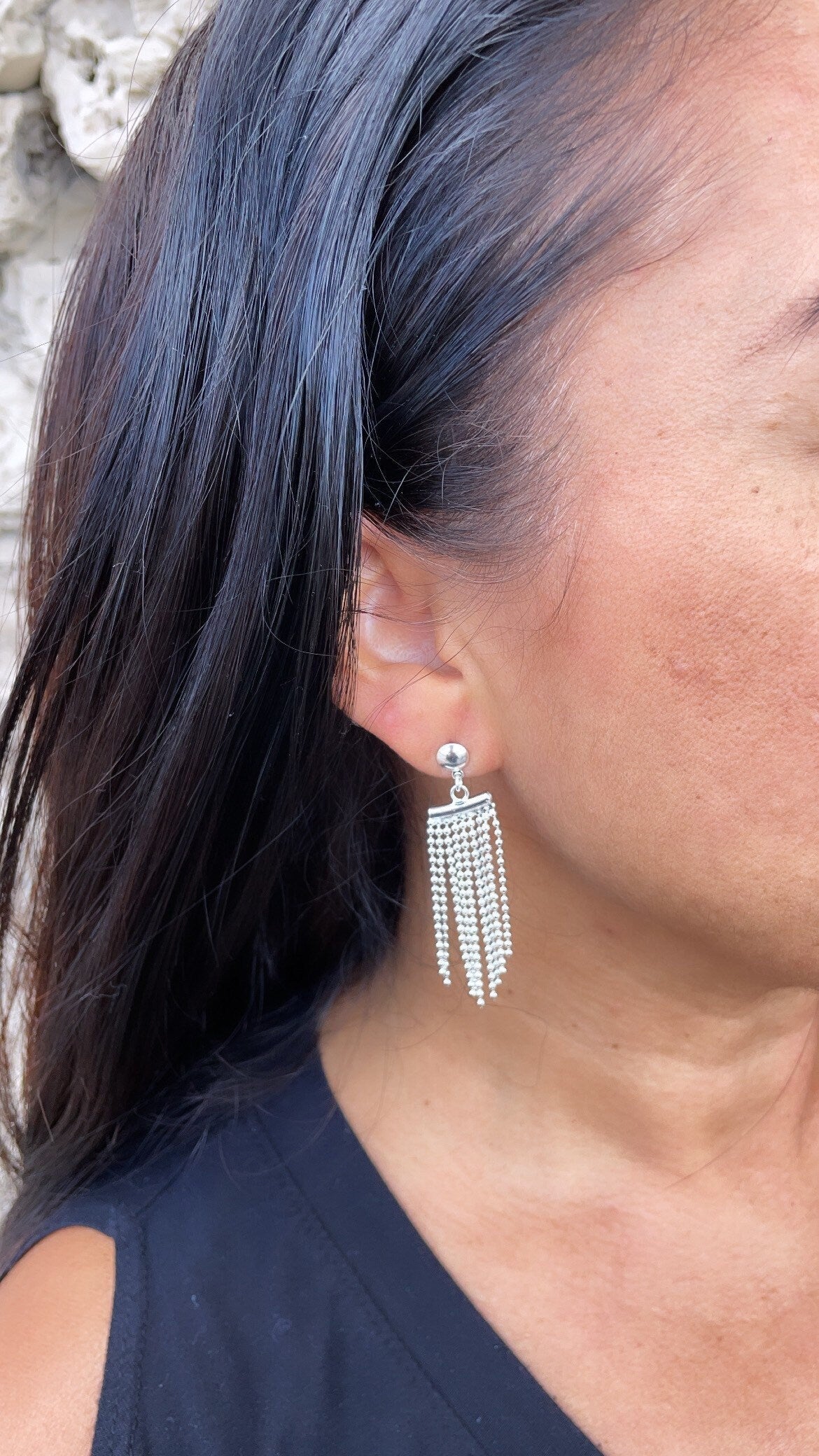 Silver Filled Dangling Fringe Earrings