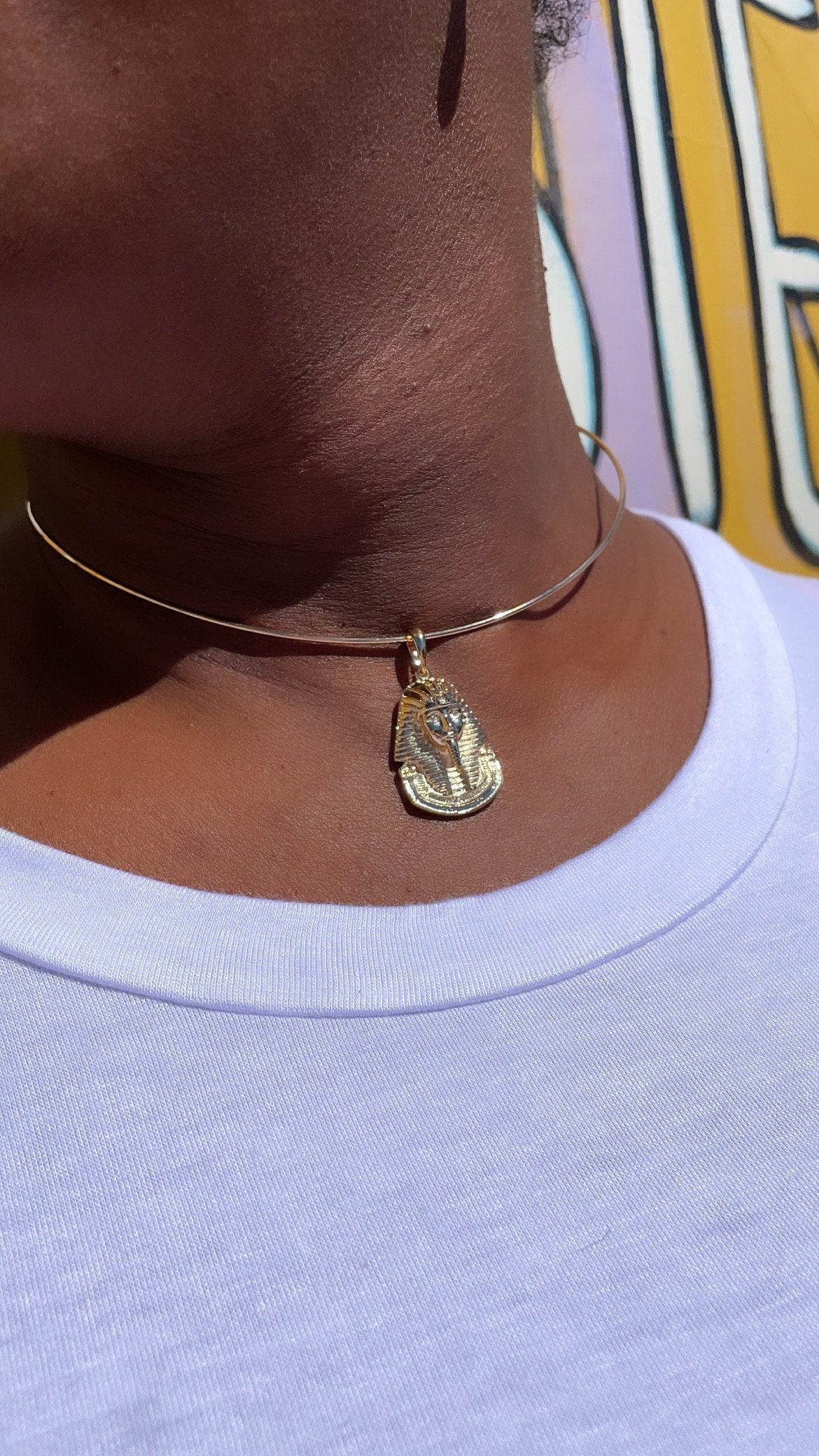 18k Gold Filled Sphinx Pendant With Zircon Stone Eyes