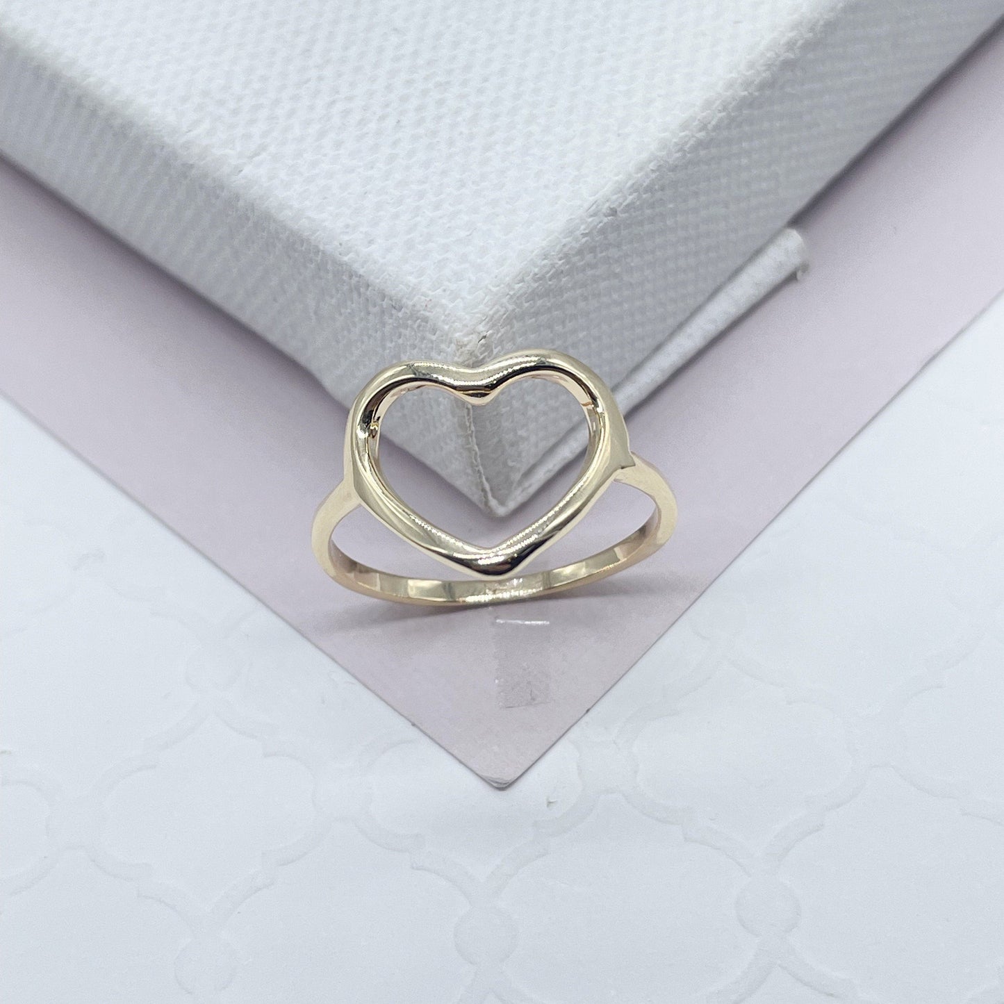 18k Gold Filled Simple Open Gold Heart Ring