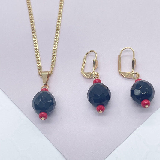 18k Gold Filled Simulated Azabache Sets In Two Sizes Protection Jewelry Making Supplies