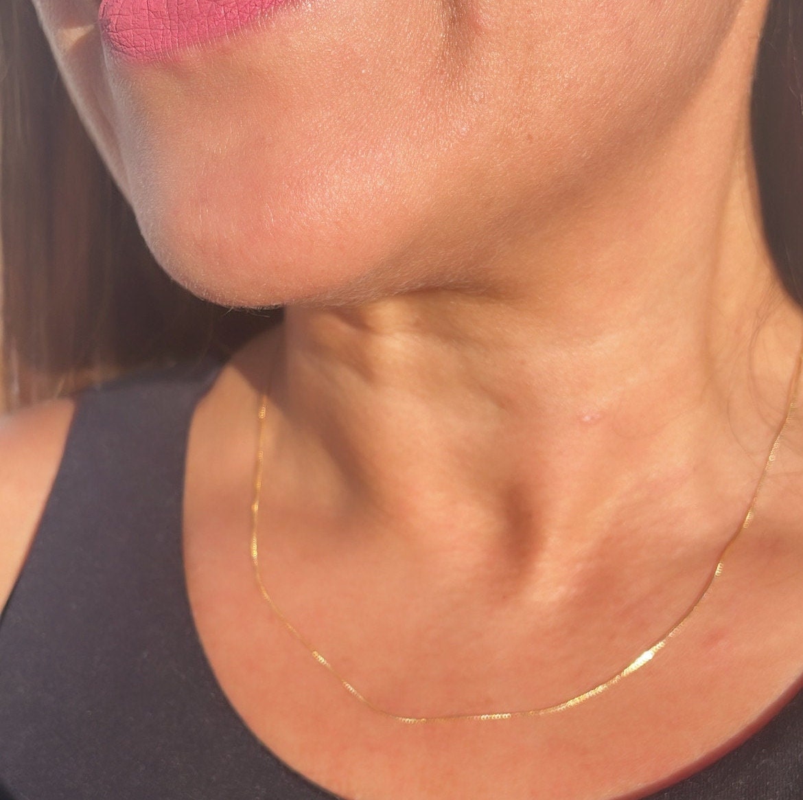 18k Gold Filled Ultra Thin 0.6mm Diamond Cut Box Chain