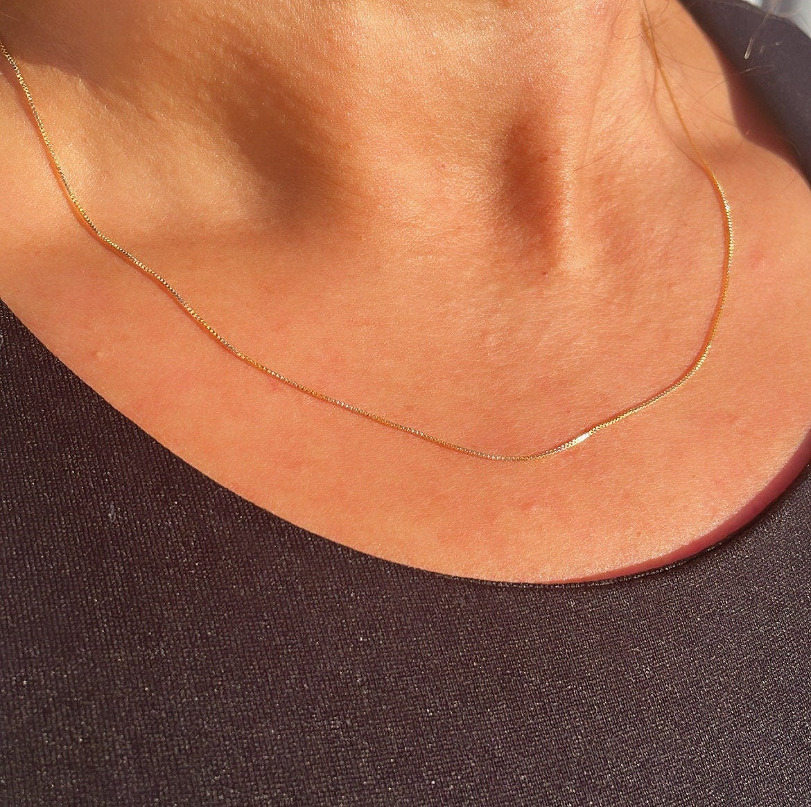 18k Gold Filled Ultra Thin 0.6mm Diamond Cut Box Chain