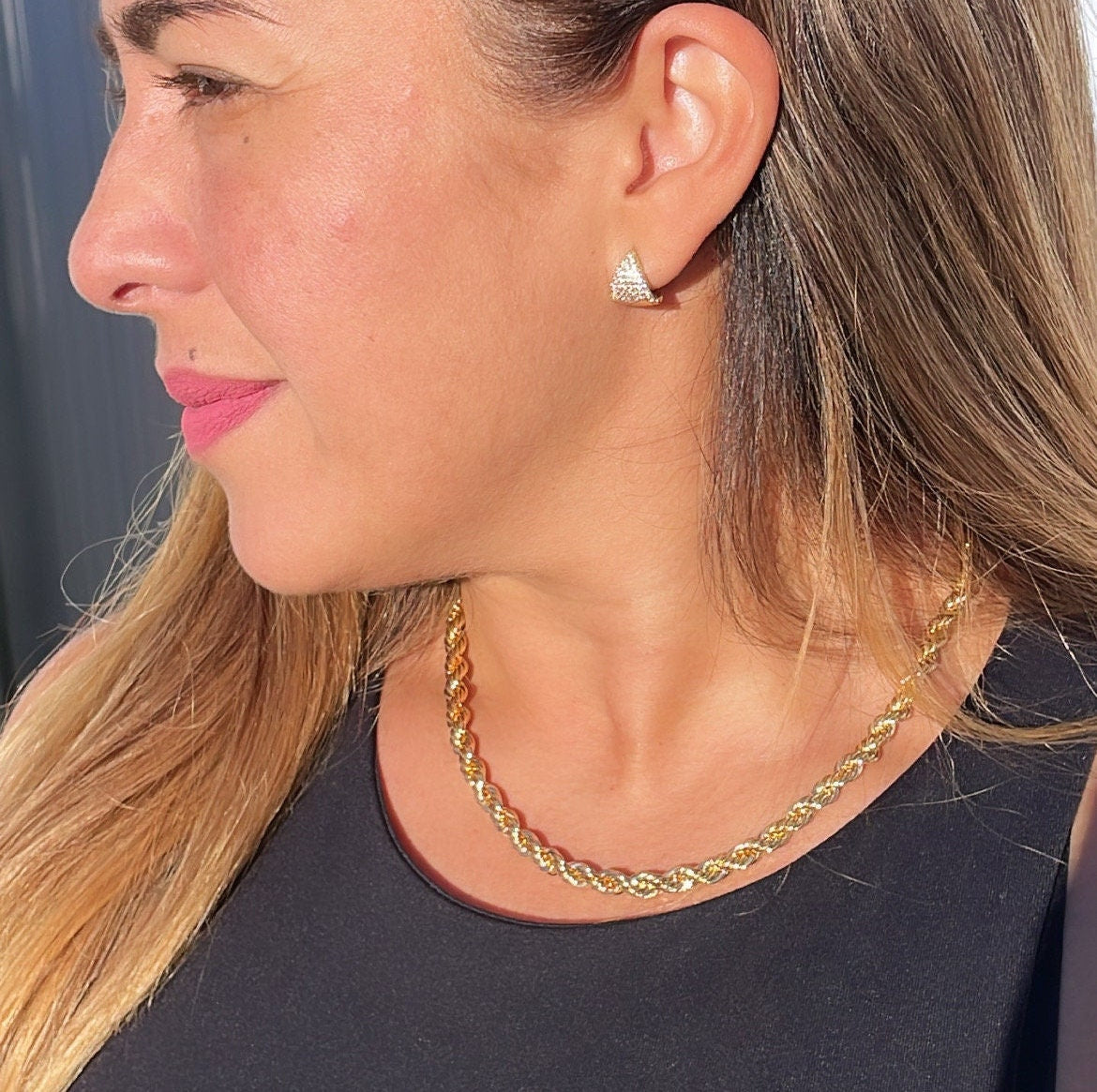 18k Gold Filled Thick 5mm Rope Chain for Layering, Chunky Rope, Stylish Necklace