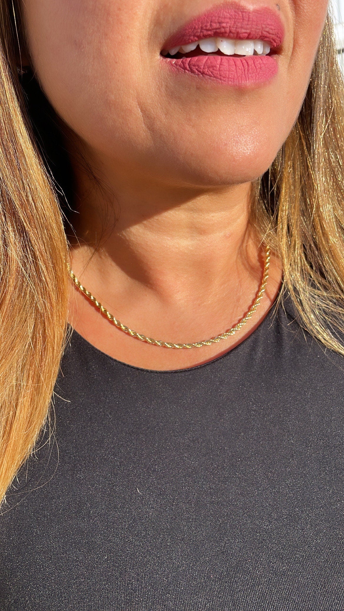 18k Gold Filled 3mm Rope Chain size 16”