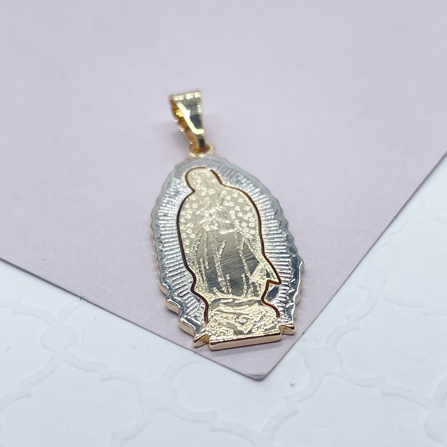 18k Gold Filled Guadalupe Pendant Two Tone Color