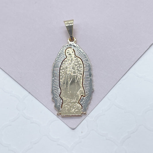 18k Gold Filled Guadalupe Pendant Two Tone Color
