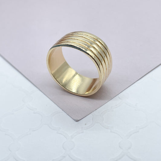 18k Plain Gold Filled Five Rowed Band Ring