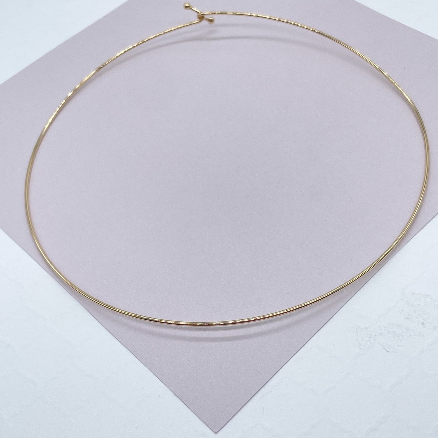 18k Gold Filled Hard Plain Omega Choker Necklace