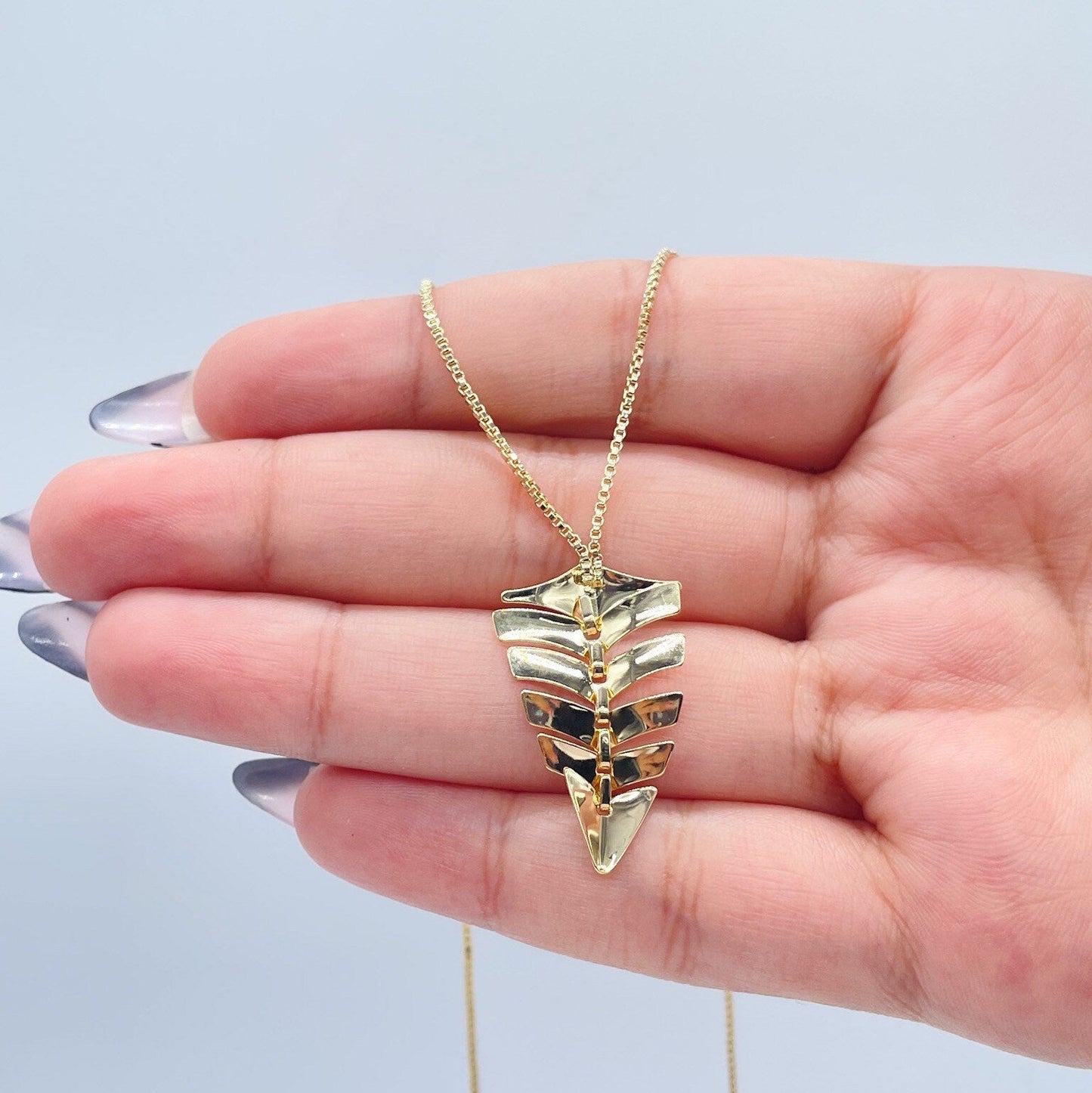 18k Gold Filled Shark-Bone Skeleton Set - Necklace and Earrings
